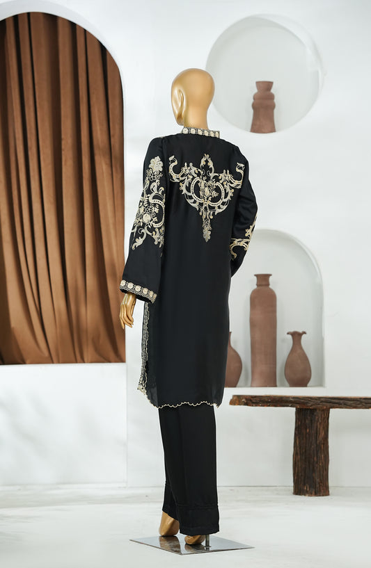 Amna Khadija Jhanvi Luxe Embroidered Shamooz Silk Stitched 2 Piece Suit - JLS-05 - AM26JHV - Black - Festive Collection