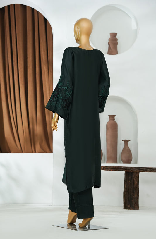 Amna Khadija Jhanvi Luxe Embroidered Shamooz Silk Stitched 2 Piece Suit - JLS-03 - AM26JHV - Black - Festive Collection