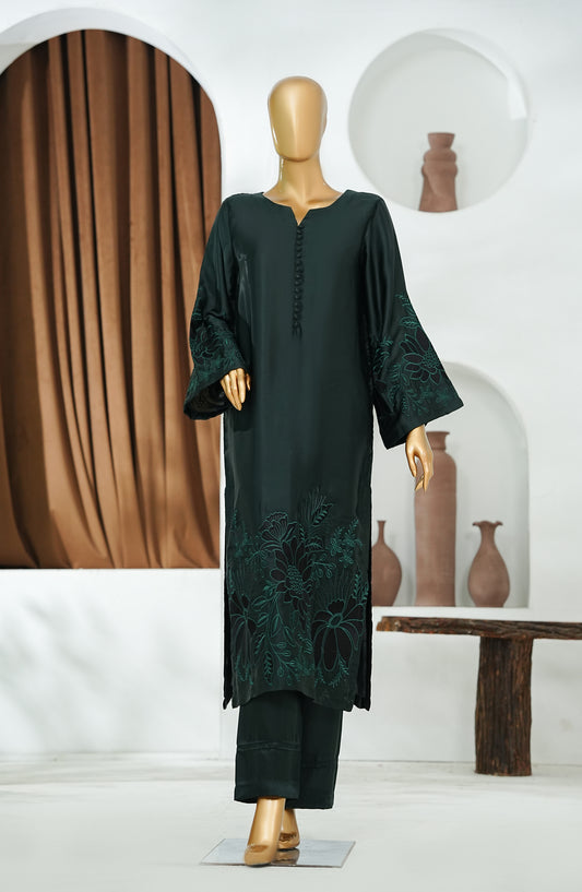 Amna Khadija Jhanvi Luxe Embroidered Shamooz Silk Stitched 2 Piece Suit - JLS-03 - AM26JHV - Black - Festive Collection