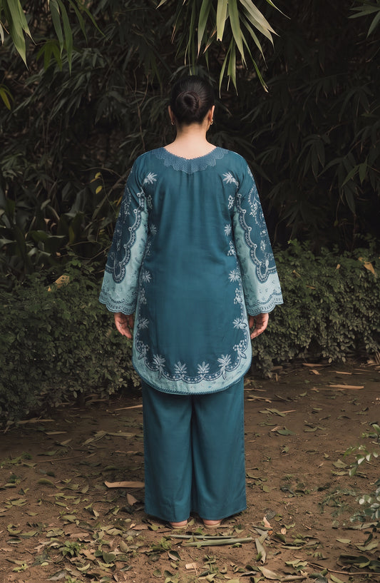 Amna Khadija Joy Ishqia Embroidered Lawn Stitched 3 Piece Suit - AKJ-01 - AM26JYQ - Teal - Summer Collection