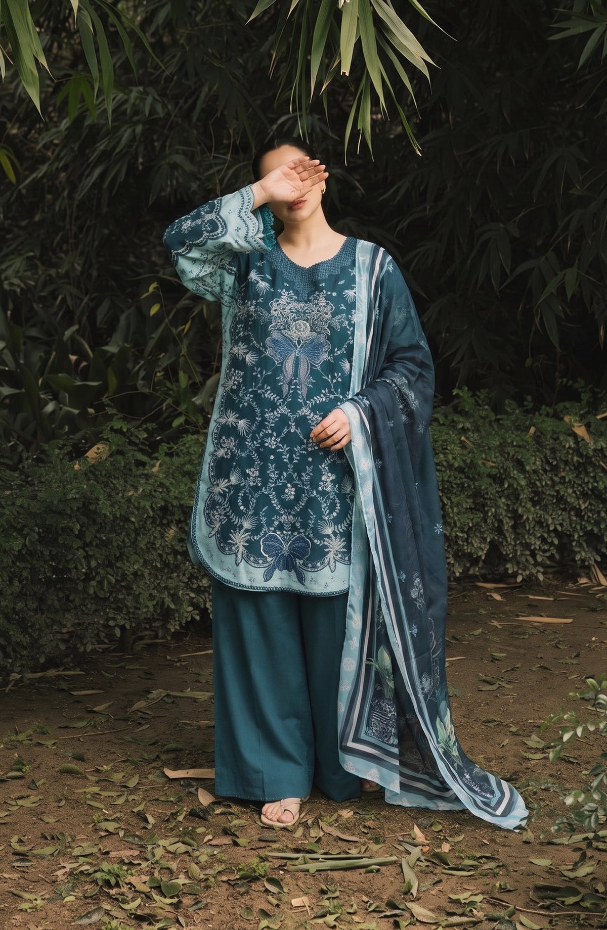 Amna Khadija Joy Ishqia Embroidered Lawn Stitched 3 Piece Suit - AKJ-01 - AM26JYQ - Teal - Summer Collection