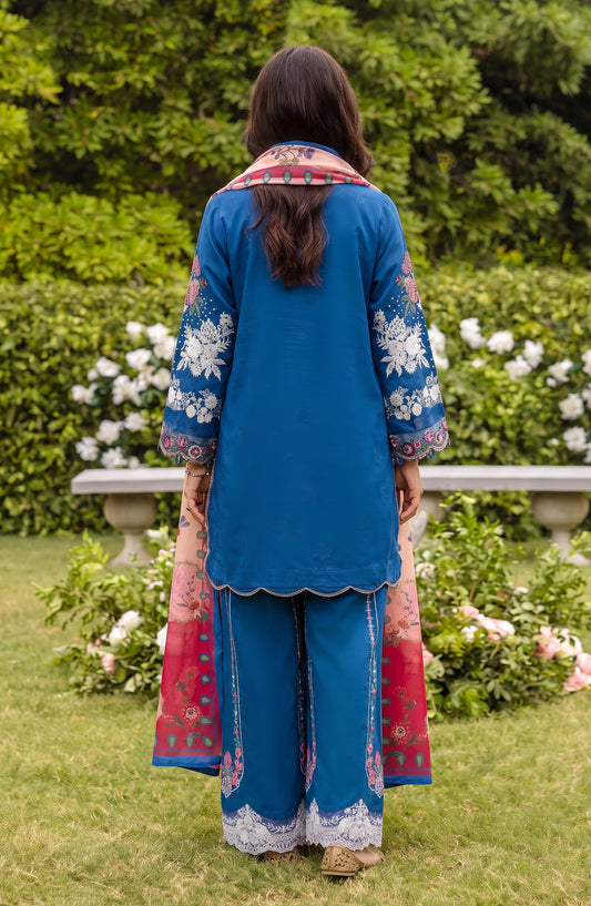 Amna Khadija Joy Ishqia Embroidered Lawn Stitched 3 Piece Suit - AKJ-03 - AM26JYQ - Blue - Summer Collection
