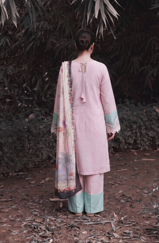 Amna Khadija Joy Ishqia Embroidered Lawn Stitched 3 Piece Suit - AKJ-06 - AM26JYQ - Pink - Summer Collection