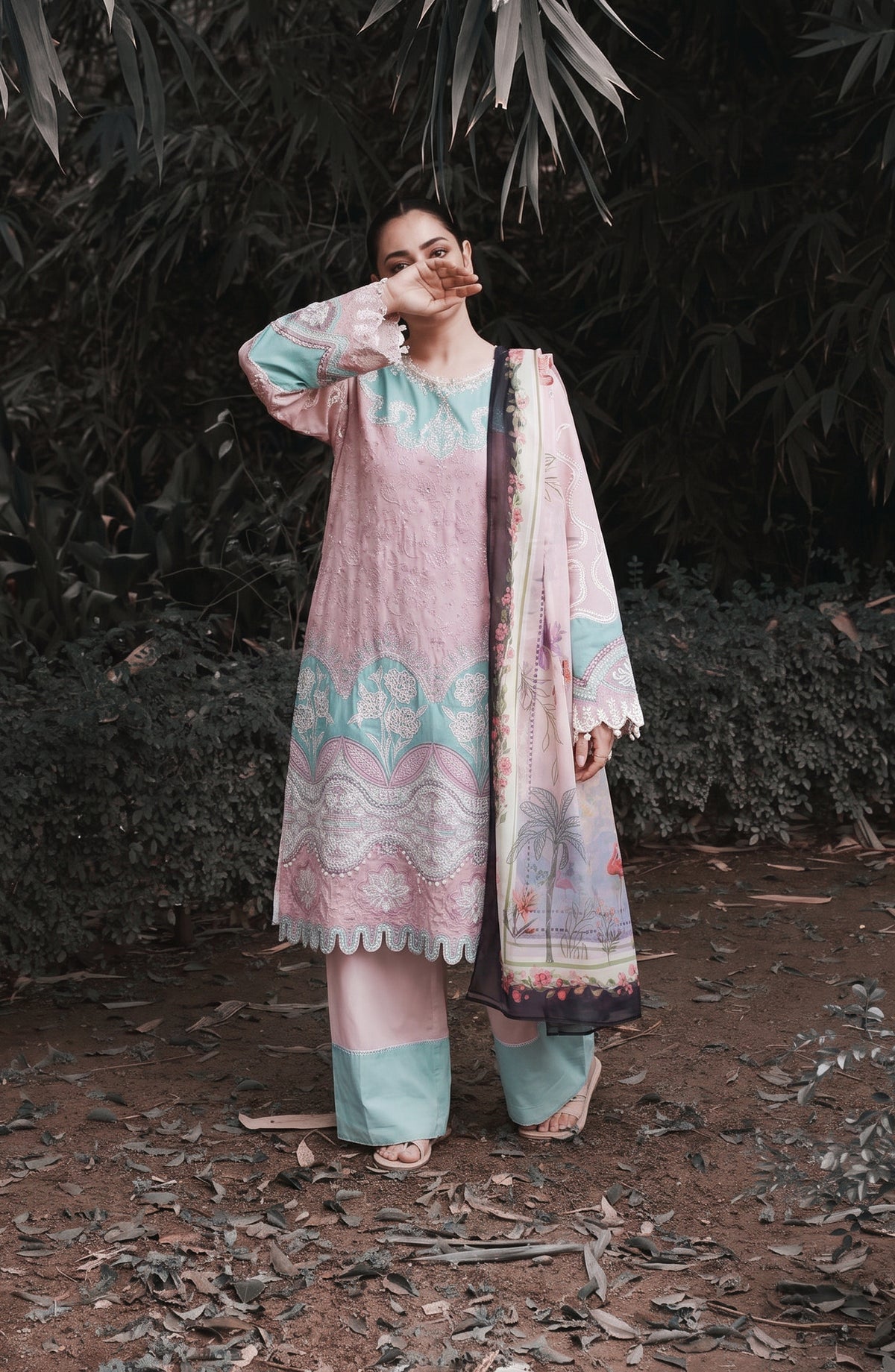 Amna Khadija Joy Ishqia Embroidered Lawn Stitched 3 Piece Suit - AKJ-06 - AM26JYQ - Pink - Summer Collection