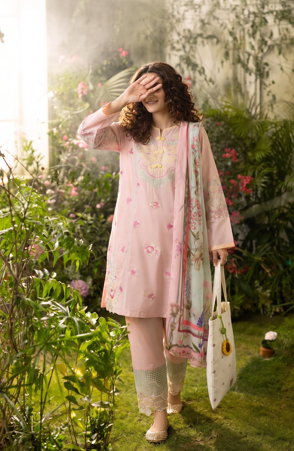 Amna Khadija Joy Ishqia Embroidered Lawn Stitched 3 Piece Suit - AKJ-07 - AM26JYQ - Pink - Summer Collection