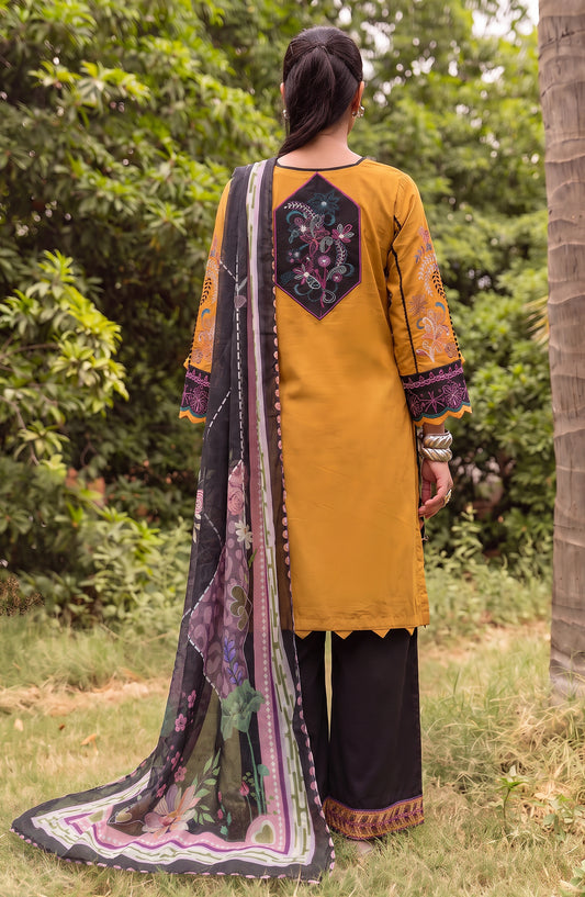 Amna Khadija Joy Ishqia Embroidered Lawn Stitched 3 Piece Suit - AKJ-09 - AM26JYQ - Mustard - Summer Collection