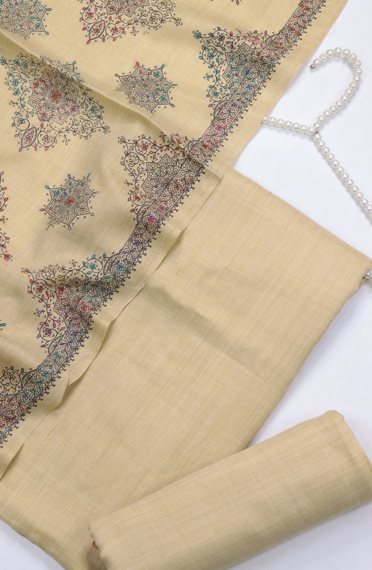 Amna Khadija Kashmiri Wool Unstitched 3 Piece Suit - Design-01 - AM25KMW - Fawn - Winter Collection