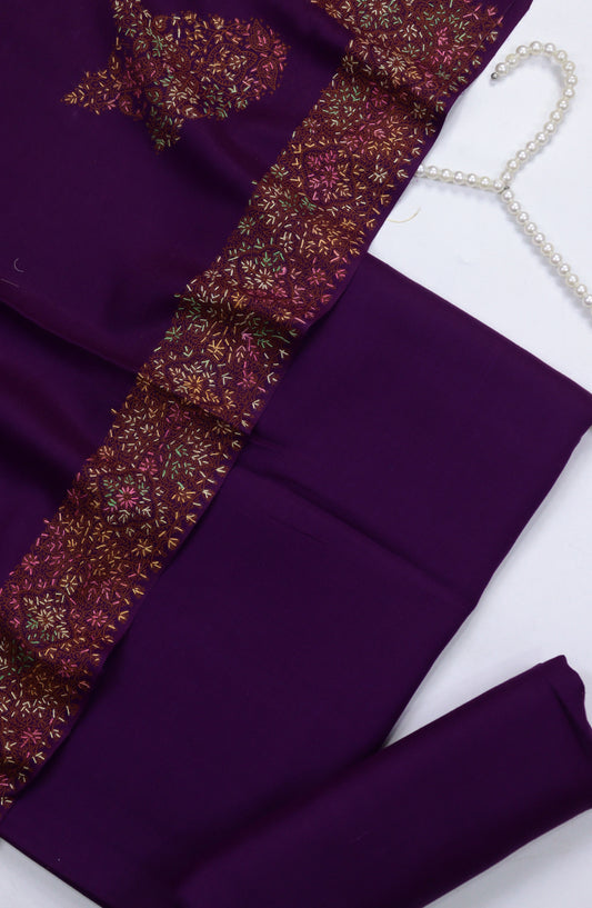 Amna Khadija Kashmiri Wool Unstitched 3 Piece Suit - Design-02 - AM25KMW - Purple - Winter Collection