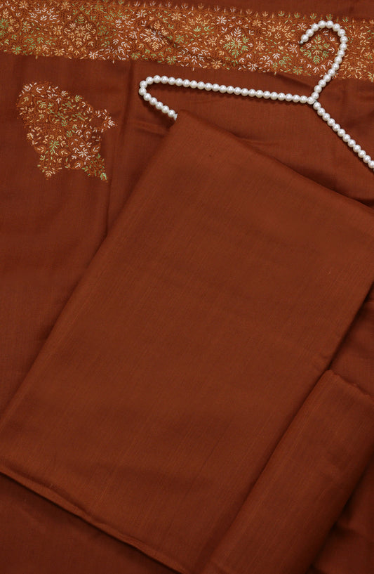 Amna Khadija Dhanak Kashmiri Wool Unstitched 3 Piece Suit - Design-07 - AM25KMW5113850 - Rust - Winter Collection