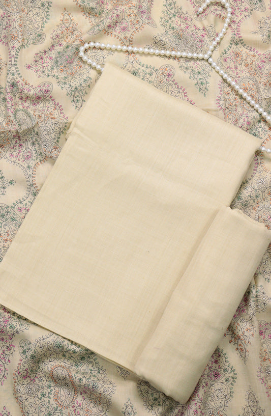 Amna Khadija Dhanak Kashmiri Wool Unstitched 3 Piece Suit - Design-10 - AM25KMW2153850 - Fawn - Winter Collection