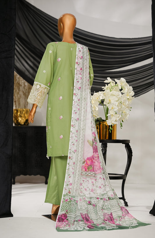 Anaya by Amna Khadija Embroidered Fine Cotton Stitched 3 Piece Suit - ELF-06 - AK25ANY - Green - Festive Collection