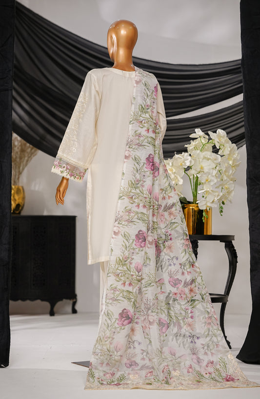 Anaya by Amna Khadija Embroidered Fine Cotton Stitched 3 Piece Suit - ELF-10 - AK25ANY - Lemon - Festive Collection