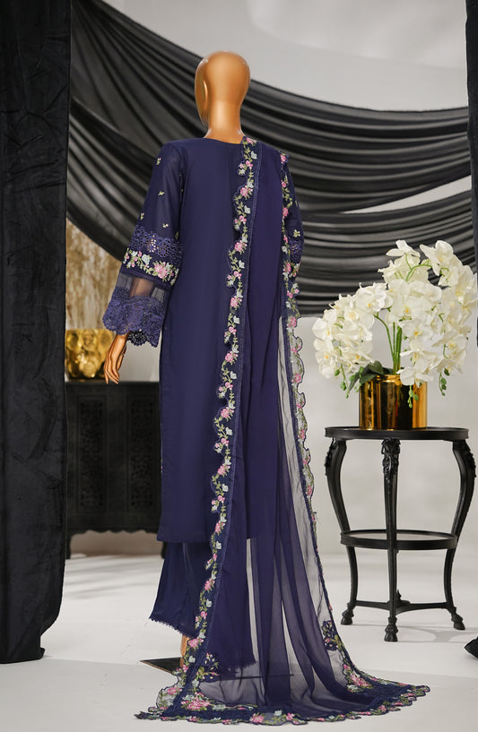 Anaya by Amna Khadija Embroidered Fine Cotton Stitched 3 Piece Suit - ELF-02 - AK25ANY - Dark Blue - Festive Collection
