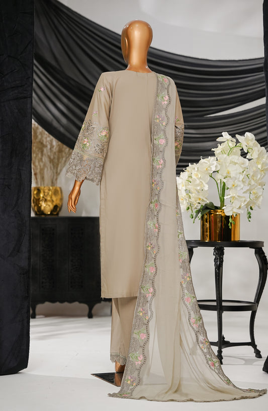 Anaya by Amna Khadija Embroidered Fine Cotton Stitched 3 Piece Suit - ELF-12 - AK25ANY - Beige - Festive Collection