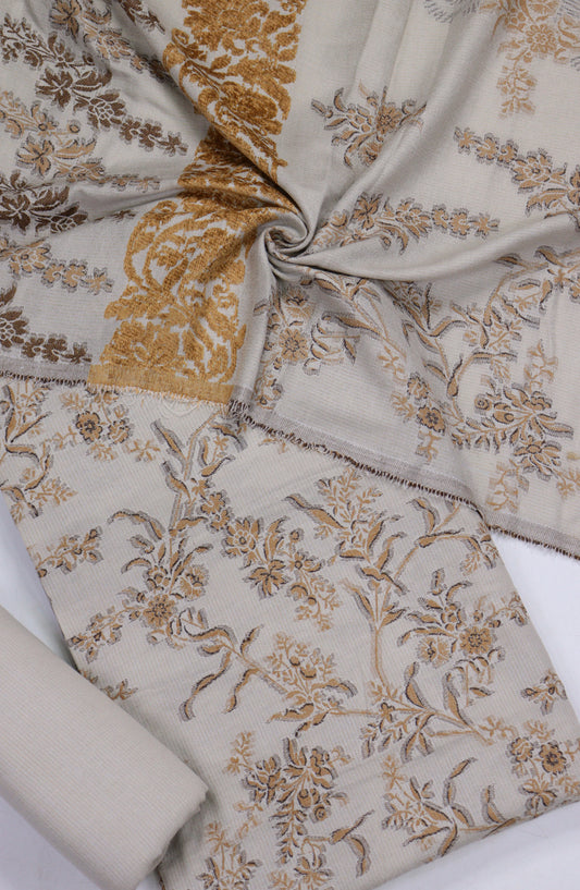 Amna Khadija Broshia Leather Peach Unstitched 3 Piece Suit - Design-6 - AM25BRSC - Purple - Winter Collection
