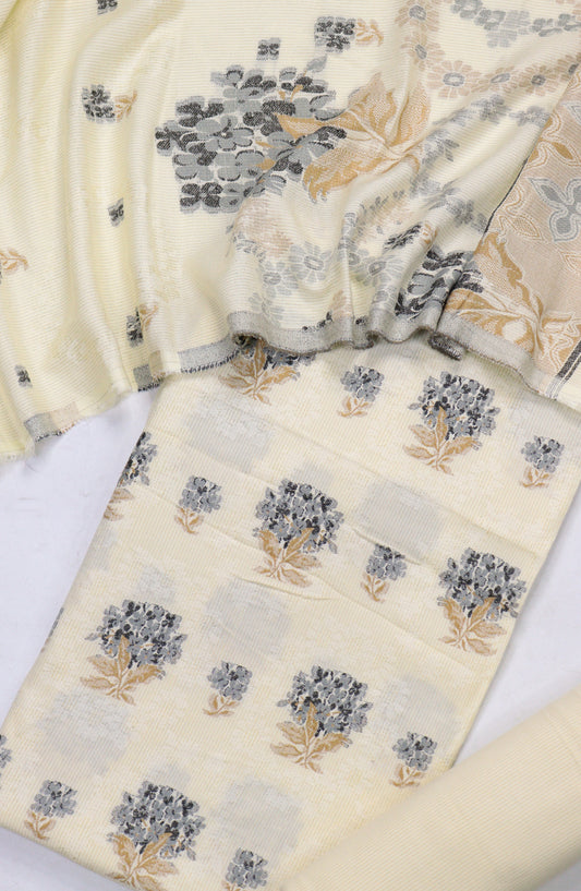 Amna Khadija Leather Broshia Unstitched 3 Piece Suit - Design-11 - AM25BRSC - Lemon - Winter Collection