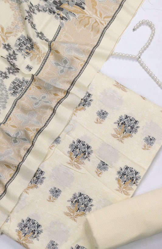 Amna Khadija Leather Broshia Unstitched 3 Piece Suit - Design-11 - AM25BRSC - Lemon - Winter Collection