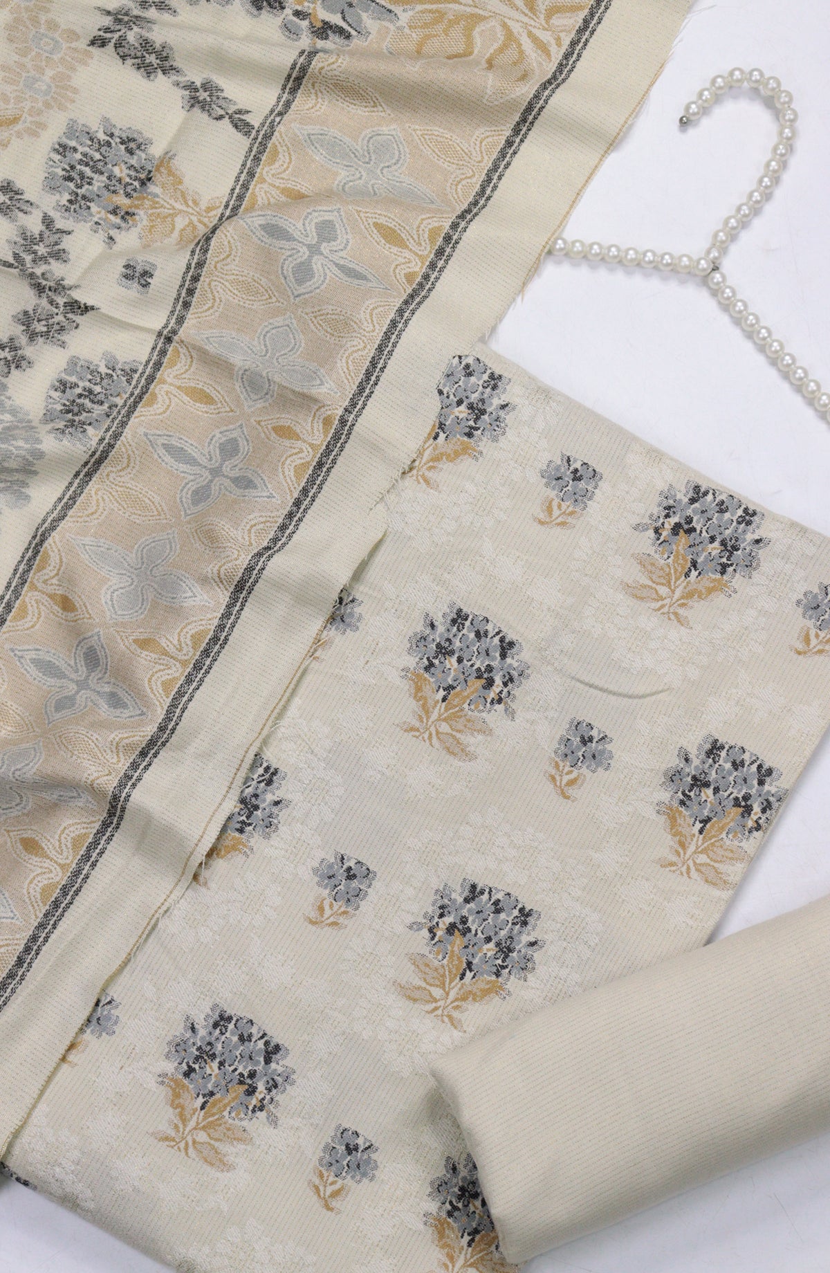 Amna Khadija Leather Broshia Unstitched 3 Piece Suit - Design-10 - AM25BRSC - Light Fawn - Winter Collection