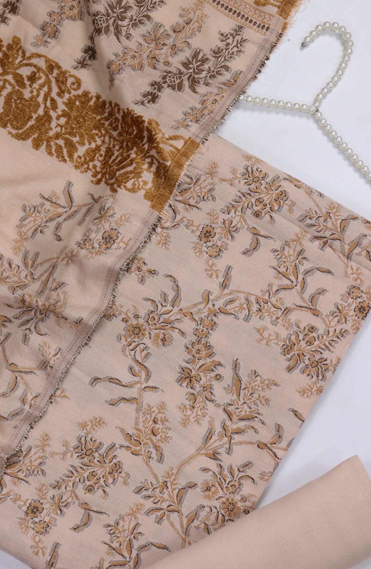 Amna Khadija Broshia Leather Peach Unstitched 3 Piece Suit - Design-4 - AM25BRSC - Pink - Winter Collection