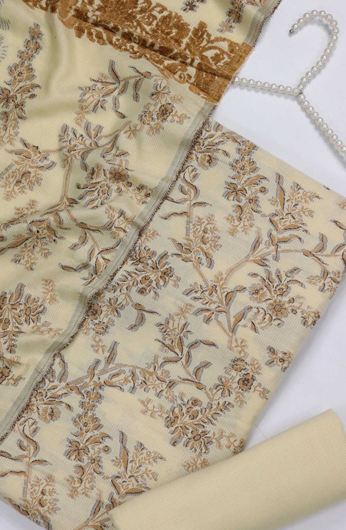 Amna Khadija Broshia Leather Peach Unstitched 3 Piece Suit - Design-3 - AM25BRSC - Green - Winter Collection