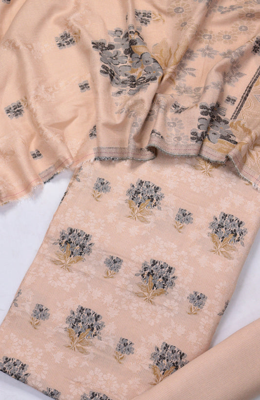 Amna Khadija Leather Broshia Unstitched 3 Piece Suit - Design-9 - AM25BRSC - Peach - Winter Collection