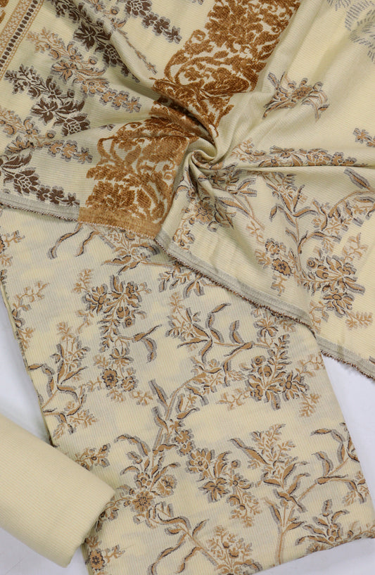 Amna Khadija Broshia Leather Peach Unstitched 3 Piece Suit - Design-3 - AM25BRSC - Green - Winter Collection