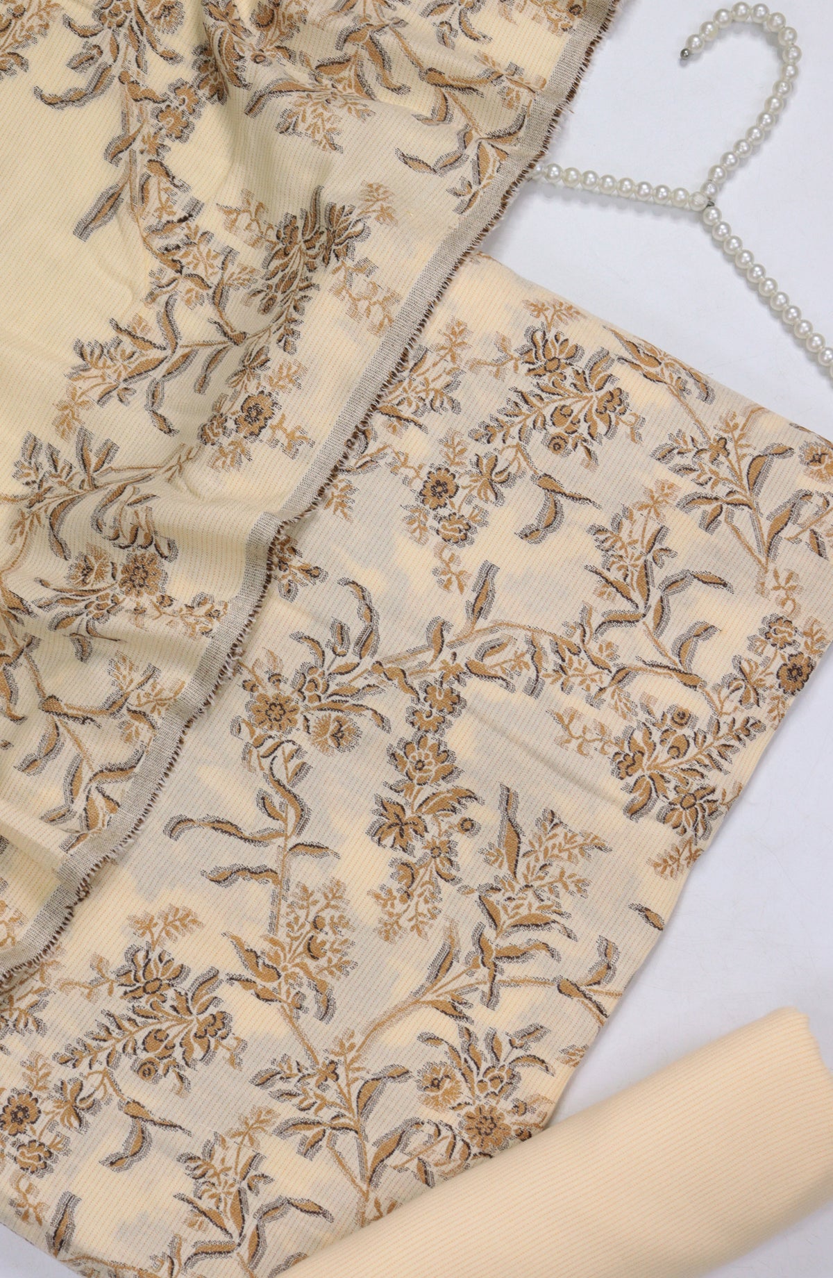 Amna Khadija Broshia Leather Peach Unstitched 3 Piece Suit - Design-2 - AM25BRSC - Fawn - Winter Collection