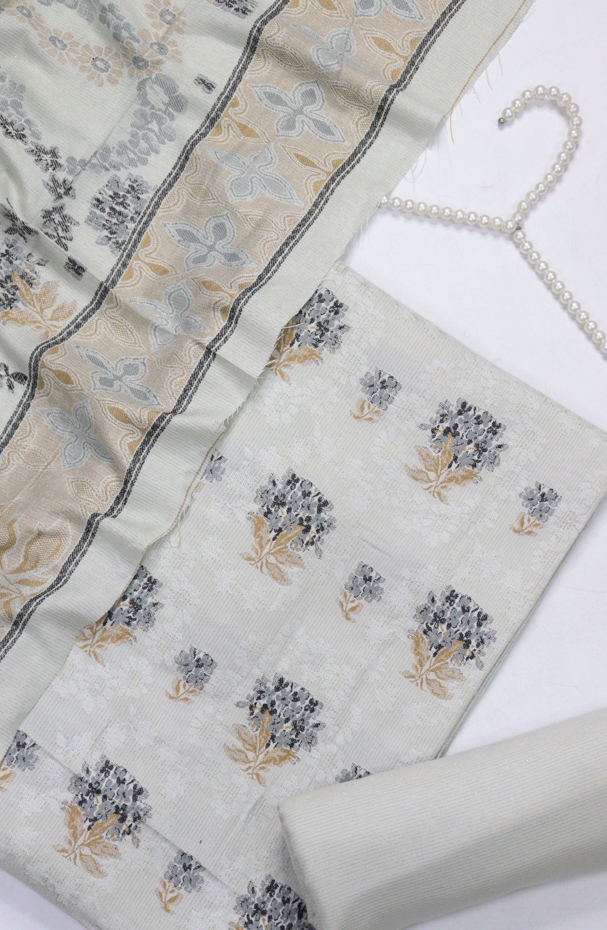 Amna Khadija Leather Broshia Unstitched 3 Piece Suit - Design-8 - AM25BRSC - Pista Green - Winter Collection