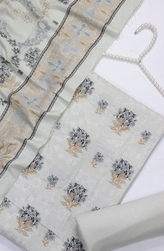 Amna Khadija Leather Broshia Unstitched 3 Piece Suit - Design-8 - AM25BRSC - Pista Green - Winter Collection