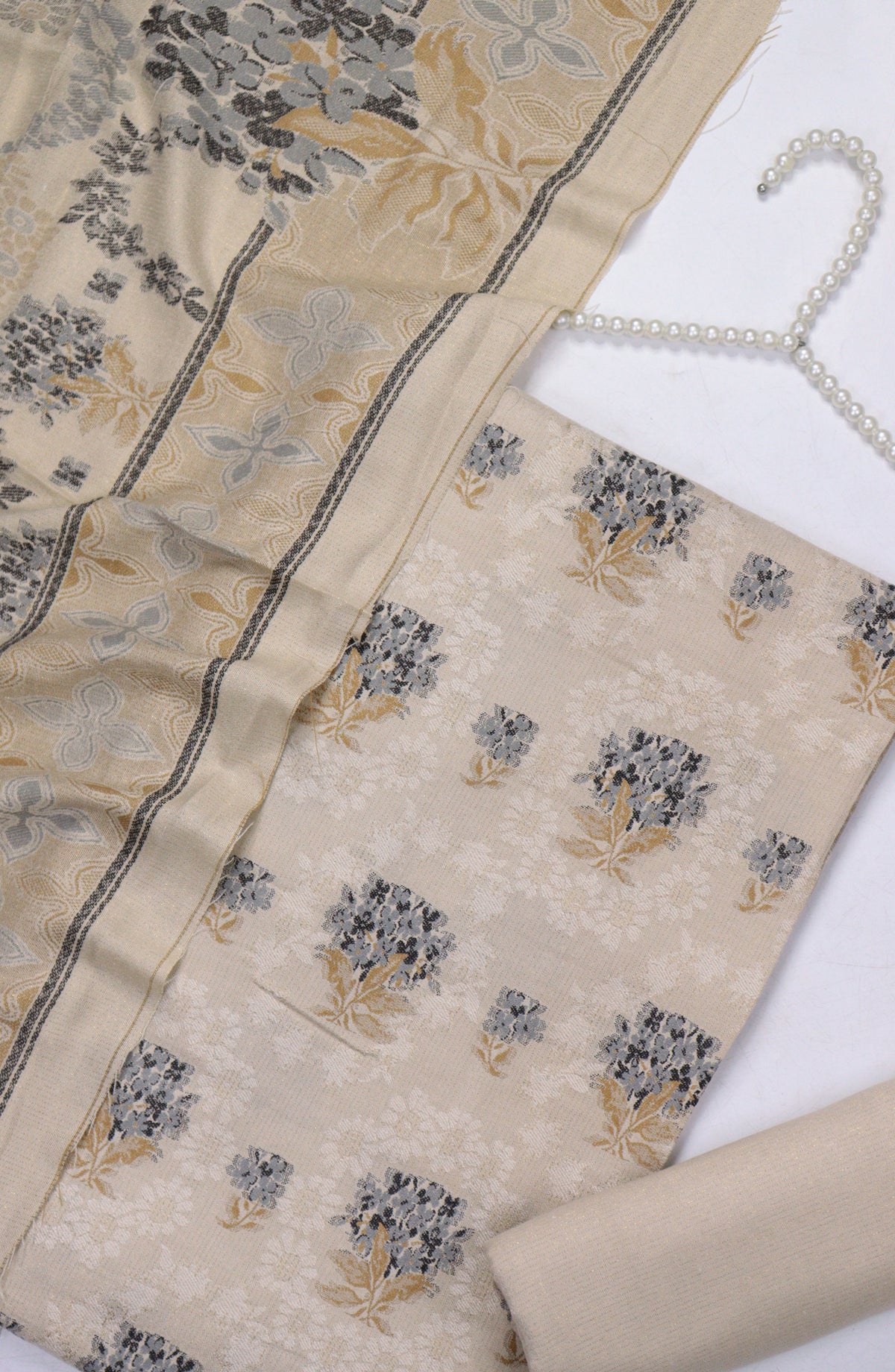 Amna Khadija Leather Broshia Unstitched 3 Piece Suit - Design-7 - AM25BRSC - Fawn - Winter Collection