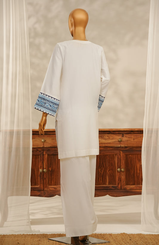 Aroha by Amna Khadija Embroidered Dobby Stitched 2 Piece Suit - AKPA-14 - AM25AKPA - White - Casual Collection