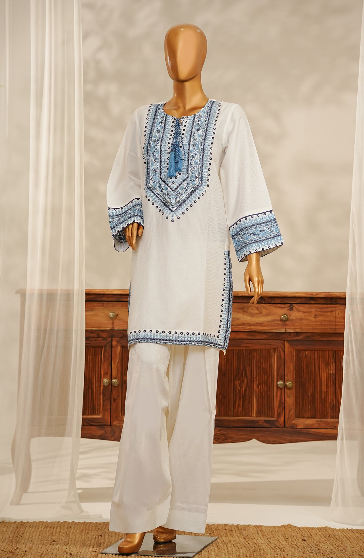 Aroha by Amna Khadija Embroidered Dobby Stitched 2 Piece Suit - AKPA-14 - AM25AKPA - White - Casual Collection