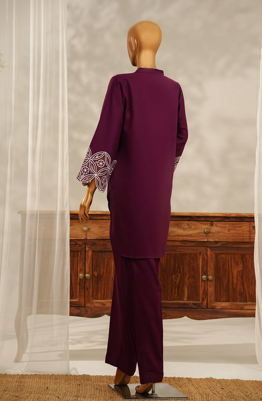 Aroha by Amna Khadija Embroidered Dobby Stitched 2 Piece Suit - AKPA-12 - AM25AKPA - Purple - Casual Collection