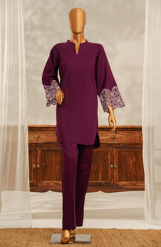 Aroha by Amna Khadija Embroidered Dobby Stitched 2 Piece Suit - AKPA-12 - AM25AKPA - Purple - Casual Collection