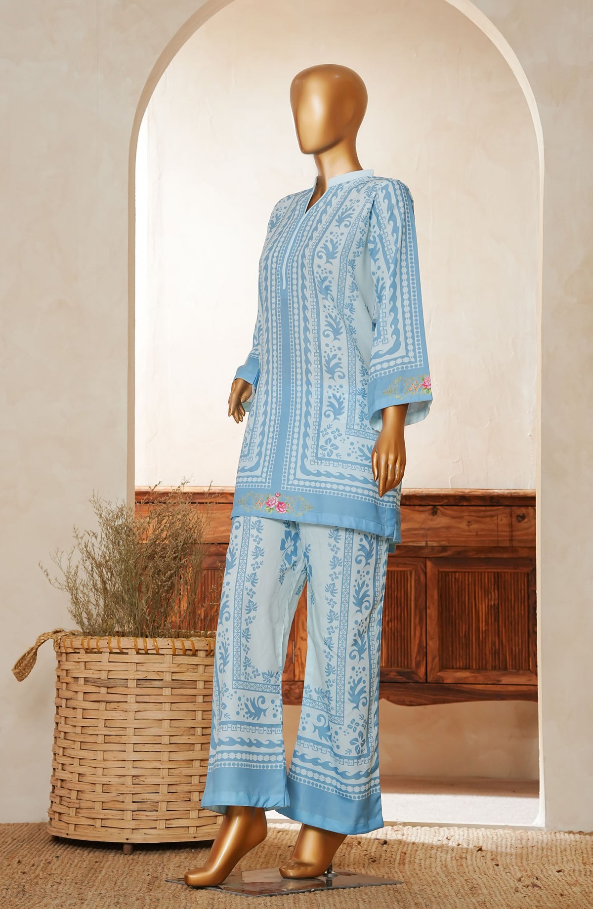 Amna Khadija Printed Lawn Stitched 2 Piece Suit - PHSC-06 - AM25PHSC - Blue - Summer Collection