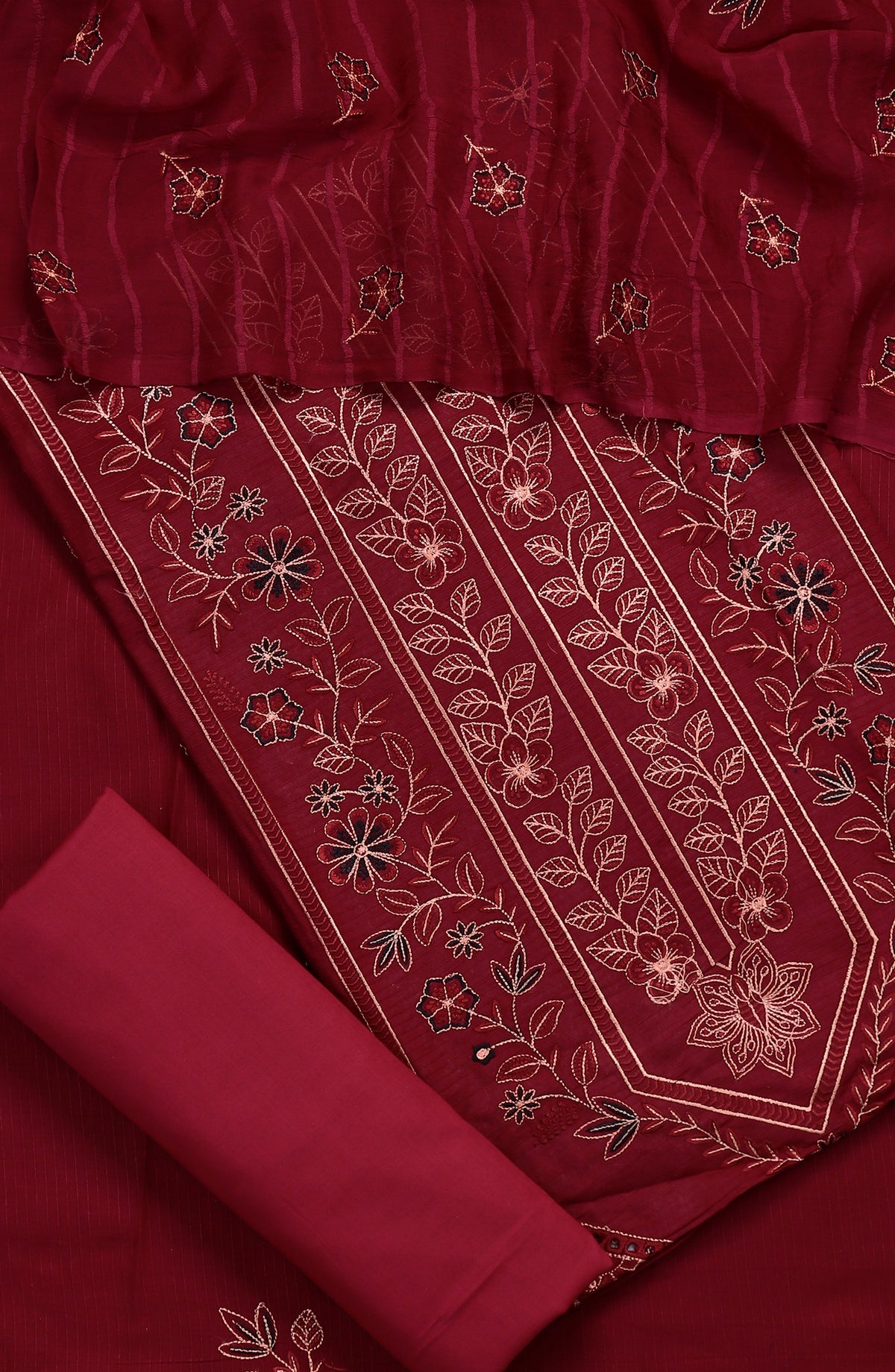 Amna Khadija Embroidered Lawn Unstitched 3 Piece Suit - Design-01 - AM25CHFD - Red - Summer Collection