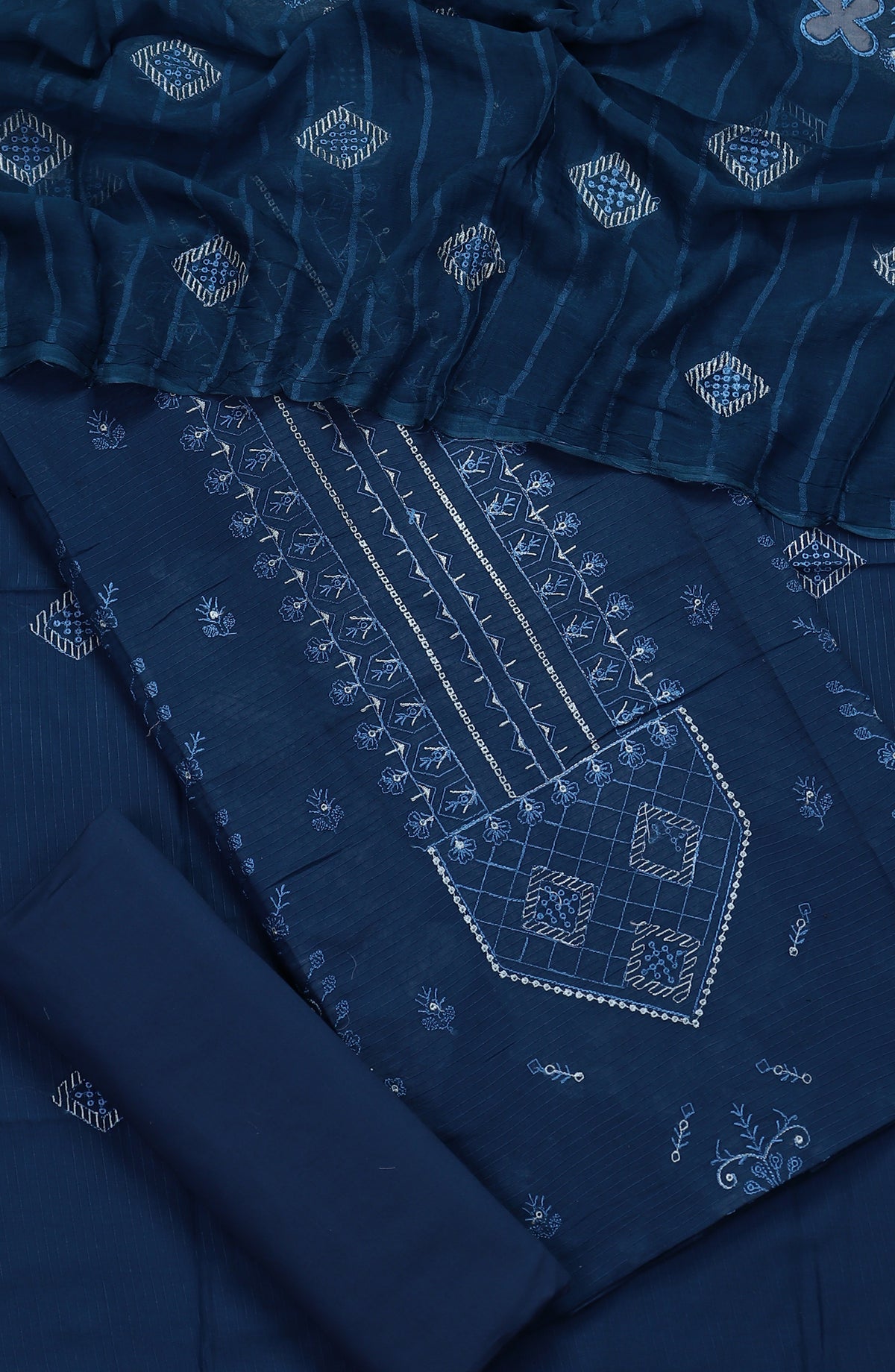 Amna Khadija Embroidered Lawn Unstitched 3 Piece Suit - Design-02 - AM25CHFD - Blue - Summer Collection