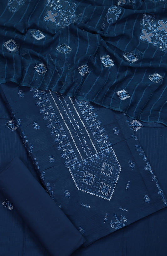 Amna Khadija Embroidered Lawn Unstitched 3 Piece Suit - Design-02 - AM25CHFD - Blue - Summer Collection