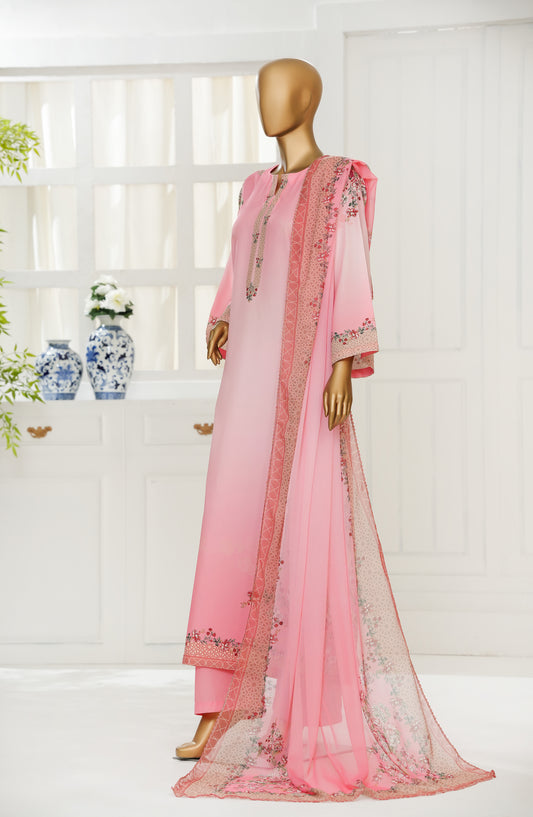 Varzah by Amna Khadija Printed Poly Swiss Stitched 3 Piece Suit - VUB-05 - AM25VRZ - Pink - Luxury Collection