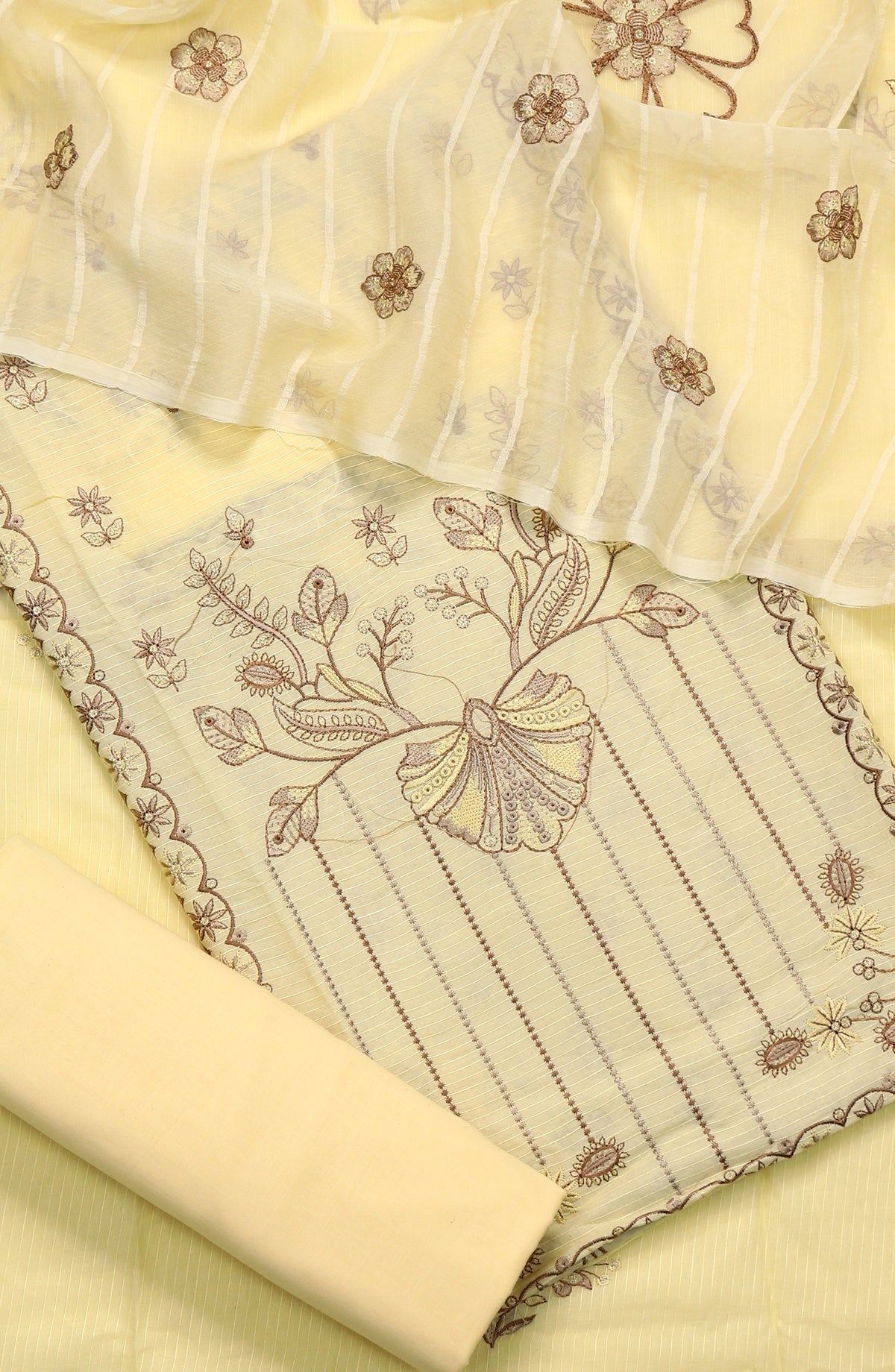 Amna Khadija Embroidered Lawn Unstitched 3 Piece Suit - Design-07 - AM25CHFD - Lemon - Summer Collection