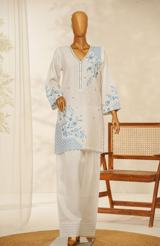 Aroha by Amna Khadija Embroidered Cotton Stitched 2 Piece Suit - AKPA-04 - AK25AROH - White - Summer Collection