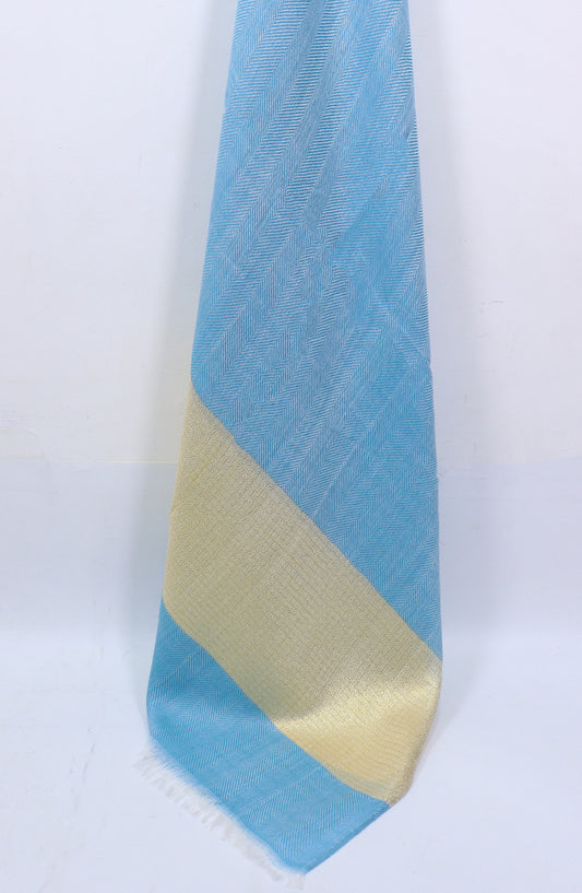 Amna Khadija Premium Printed Twill Jacquard Stole - Design-39 - AM25OLT - Blue - Summer Collection
