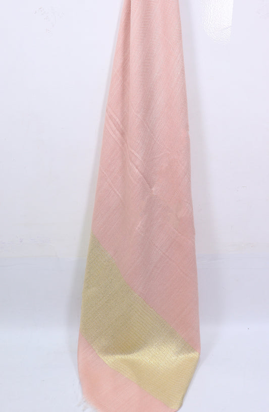Amna Khadija Premium Printed Twill Jacquard Stole - Design-40 - AM25OLT - Peach - Summer Collection