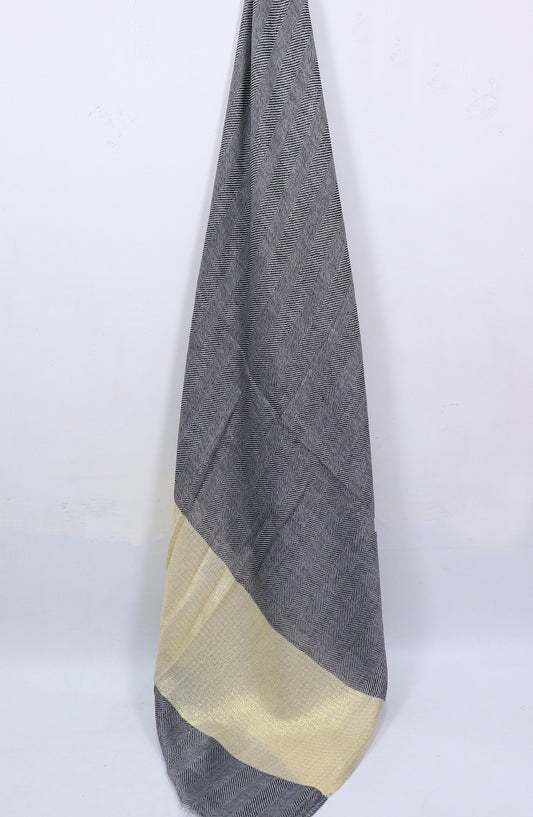 Amna Khadija Premium Printed Twill Jacquard Stole - Design-41 - AM25OLT - Grey - Summer Collection