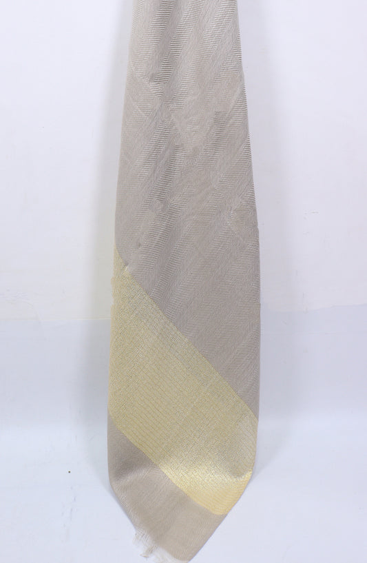 Amna Khadija Premium Printed Twill Jacquard Stole - Design-42 - AM25OLT - Light Grey - Summer Collection