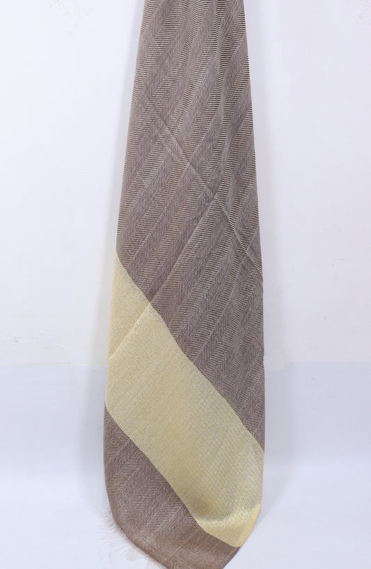 Amna Khadija Premium Printed Twill Jacquard Stole - Design-43 - AM25OLT - Brown - Summer Collection