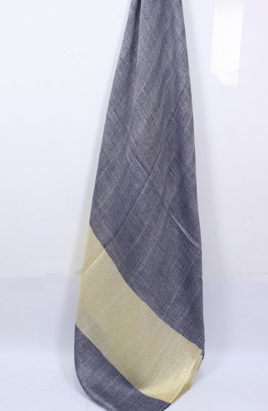 Amna Khadija Premium Printed Twill Jacquard Stole - Design-44 - AM25OLT - Blue - Summer Collection