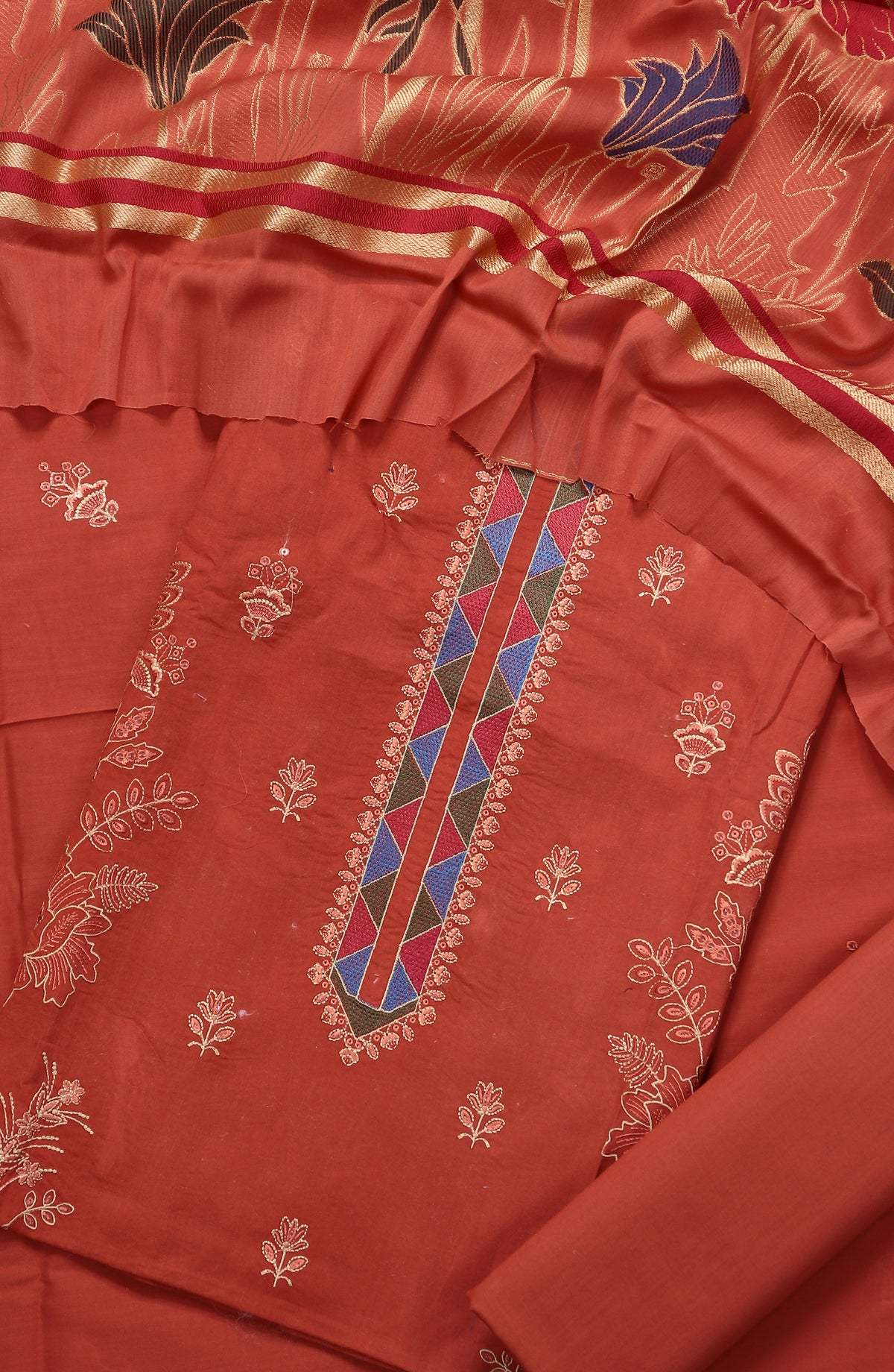 Amna Khadija Embroidered Premium Lawn Unstitched 3 Piece Suit - Design-07 - AM25UPD - Orange - Summer Collection