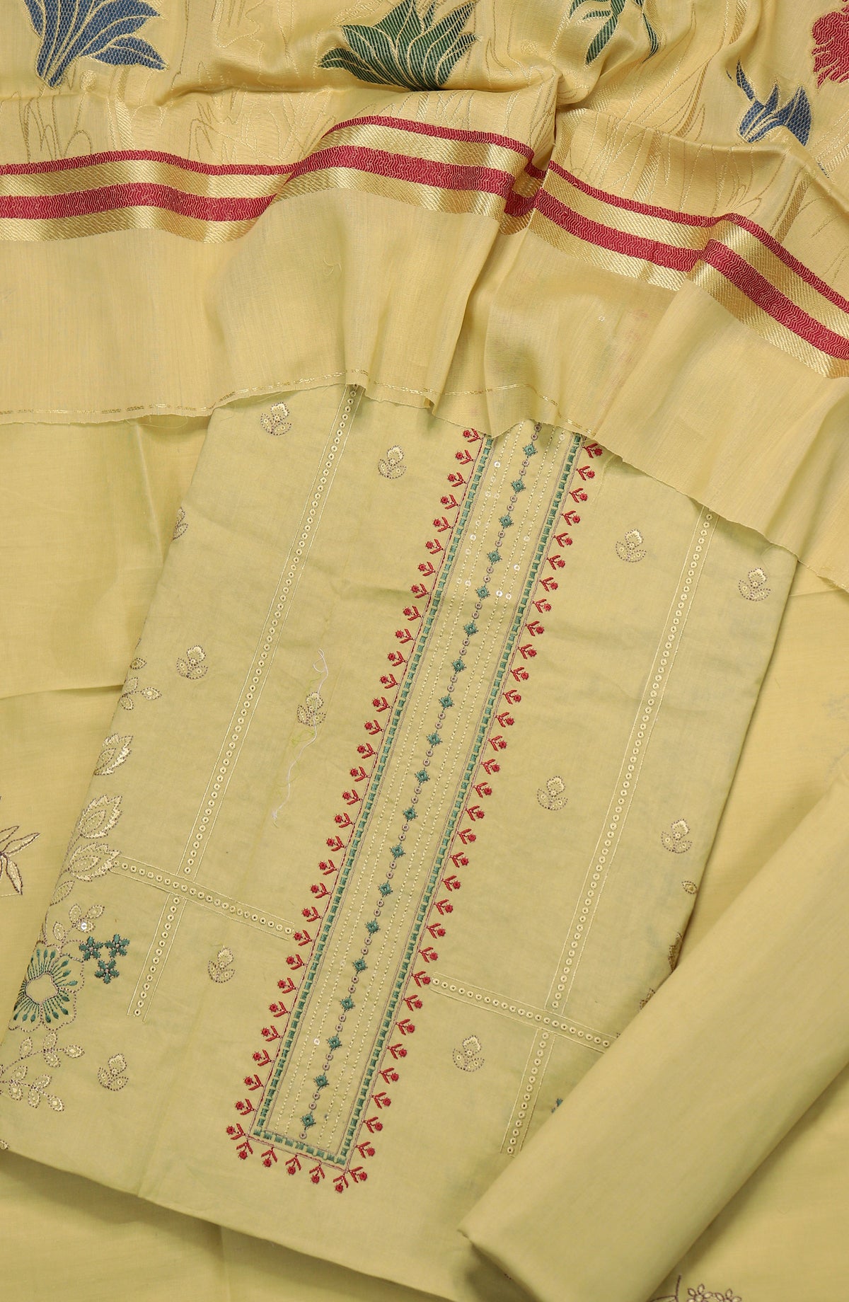 Amna Khadija Embroidered Premium Lawn Unstitched 3 Piece Suit - Design-05 - AM25UPD - Yellow - Summer Collection