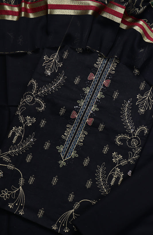 Amna Khadija Embroidered Premium Lawn Unstitched 3 Piece Suit - Design-03 - AM25UPD - Black - Summer Collection